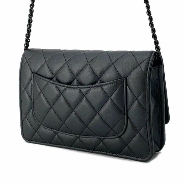 シャネル チェーンウォレット マトラッセ ココマーク ラムスキン AP0250 CHANEL 財布 黒