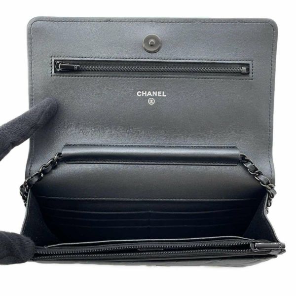 シャネル チェーンウォレット マトラッセ ココマーク ラムスキン AP0250 CHANEL 財布 黒