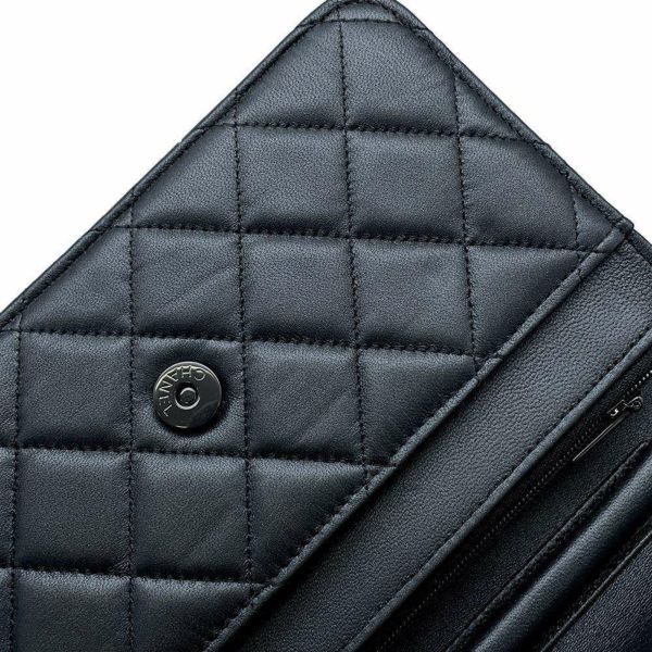 シャネル チェーンウォレット マトラッセ ココマーク ラムスキン AP0250 CHANEL 財布 黒