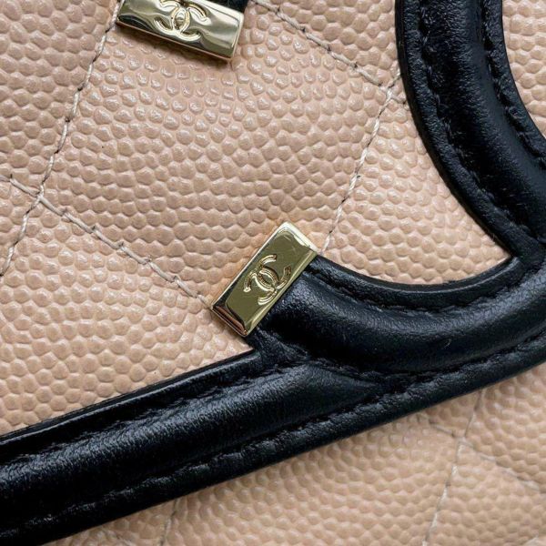 シャネル チェーンウォレット CCフィリグリー ココマーク マトラッセ キャビアスキン A84451 CHANEL 財布 黒