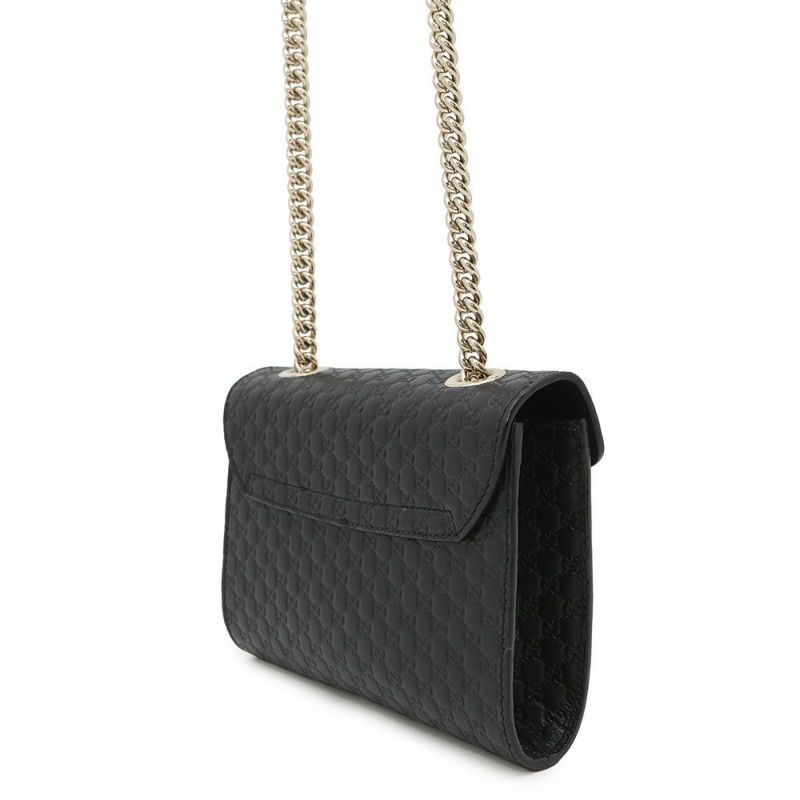 グッチ チェーンショルダーバッグ マイクログッチシマ ホースビット レザー 449636 GUCCI 黒 アウトレット品