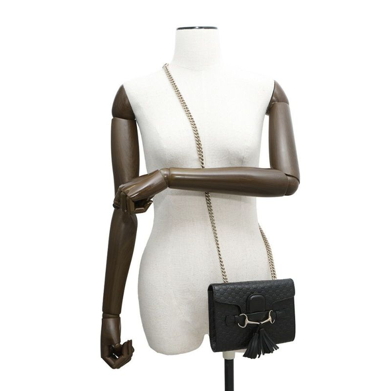 グッチ チェーンショルダーバッグ マイクログッチシマ ホースビット レザー 449636 GUCCI 黒 アウトレット品