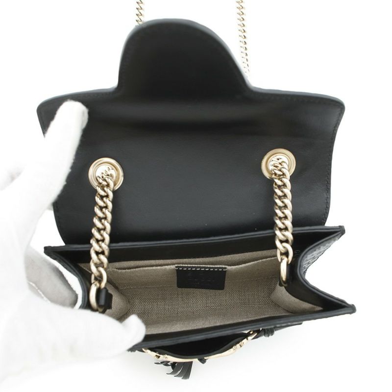 グッチ チェーンショルダーバッグ マイクログッチシマ ホースビット レザー 449636 GUCCI 黒 アウトレット品