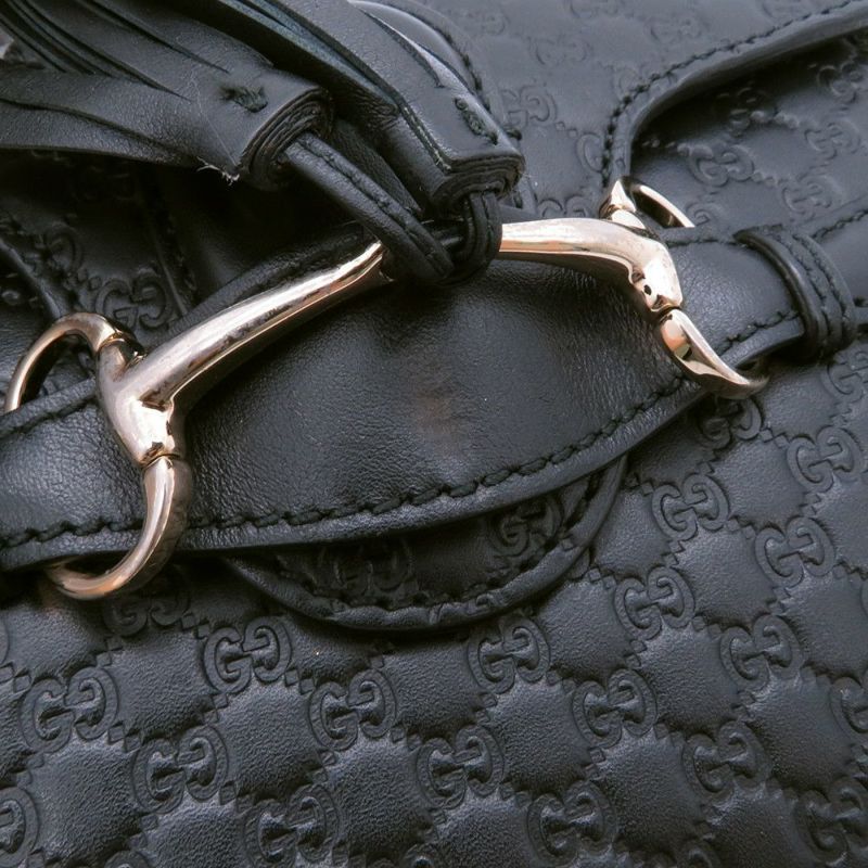 グッチ チェーンショルダーバッグ マイクログッチシマ ホースビット レザー 449636 GUCCI 黒 アウトレット品