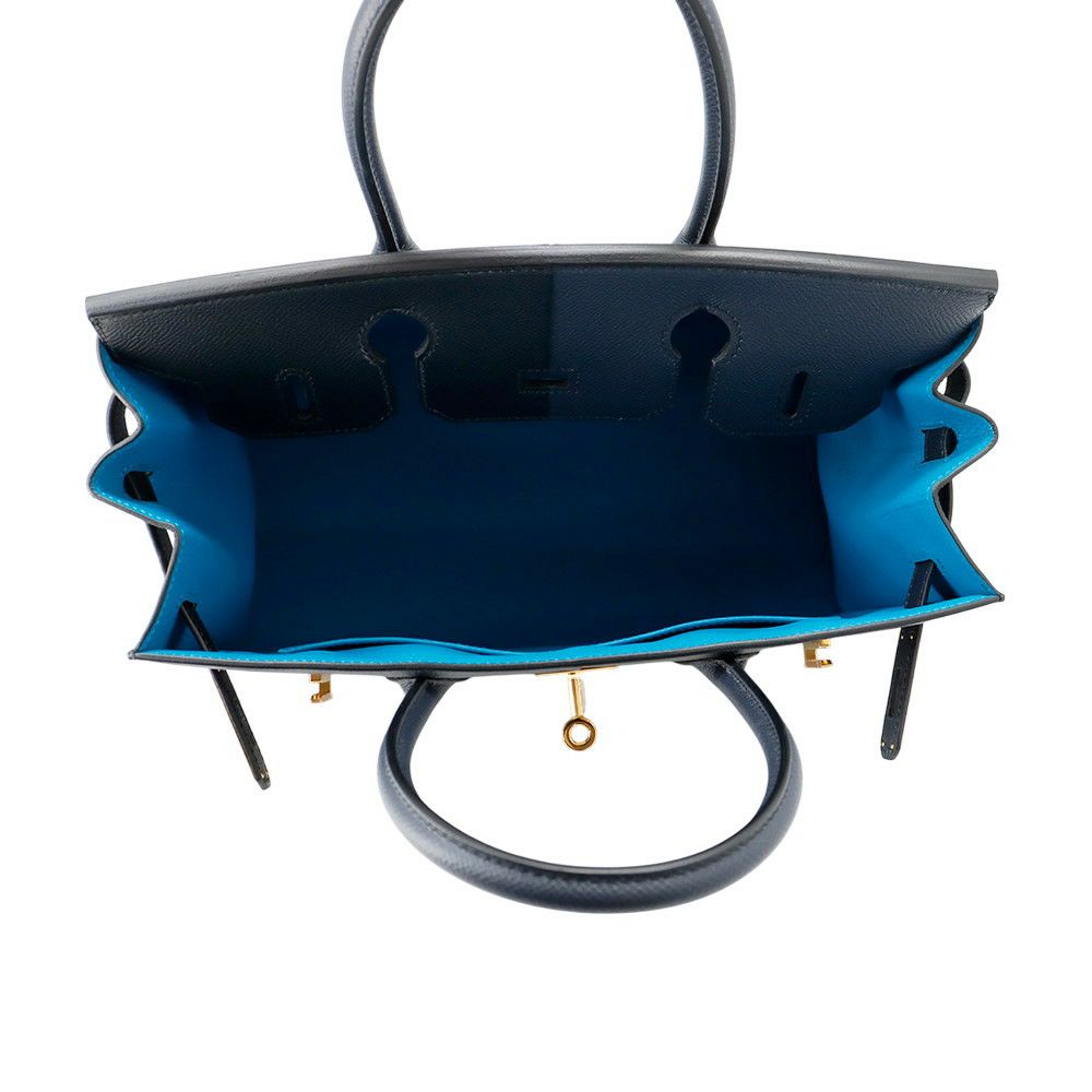 エルメス バーキン30 セリエ カザック ブラック/ブルーインディゴ/ブルーフリーダ/ゴールド金具 Z刻印 HERMES Birkin 黒