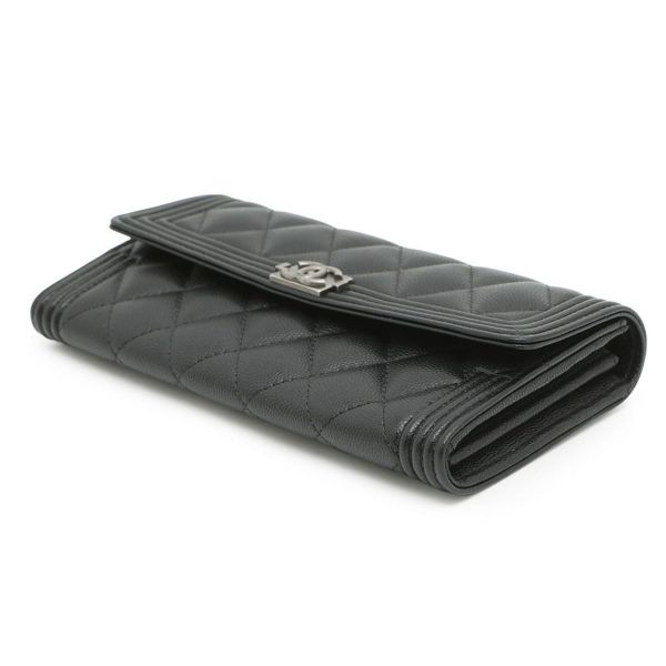 シャネル 長財布 ボーイシャネル マトラッセ ココマーク キャビアスキン A80286 CHANEL 財布 ブラック 黒