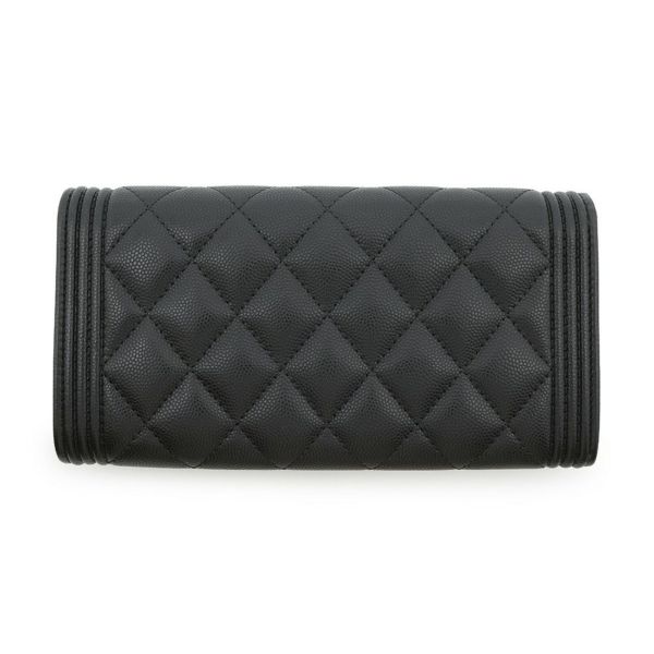 シャネル 長財布 ボーイシャネル マトラッセ ココマーク キャビアスキン A80286 CHANEL 財布 ブラック 黒