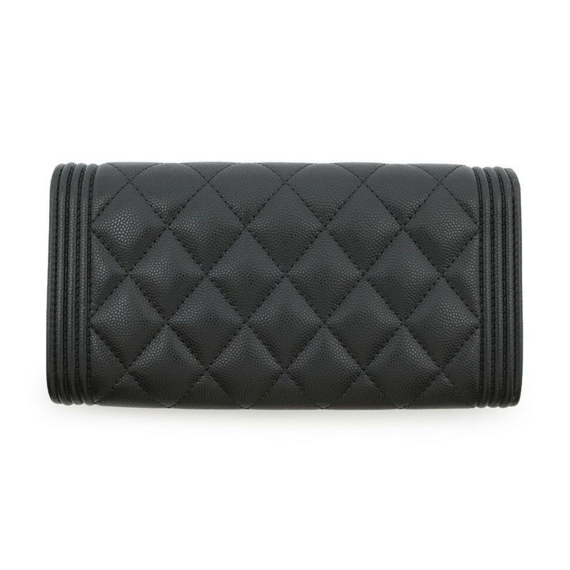 シャネル 長財布 ボーイシャネル マトラッセ ココマーク キャビアスキン A80286 CHANEL 財布 ブラック 黒