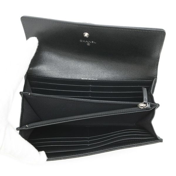 シャネル 長財布 ボーイシャネル マトラッセ ココマーク キャビアスキン A80286 CHANEL 財布 ブラック 黒