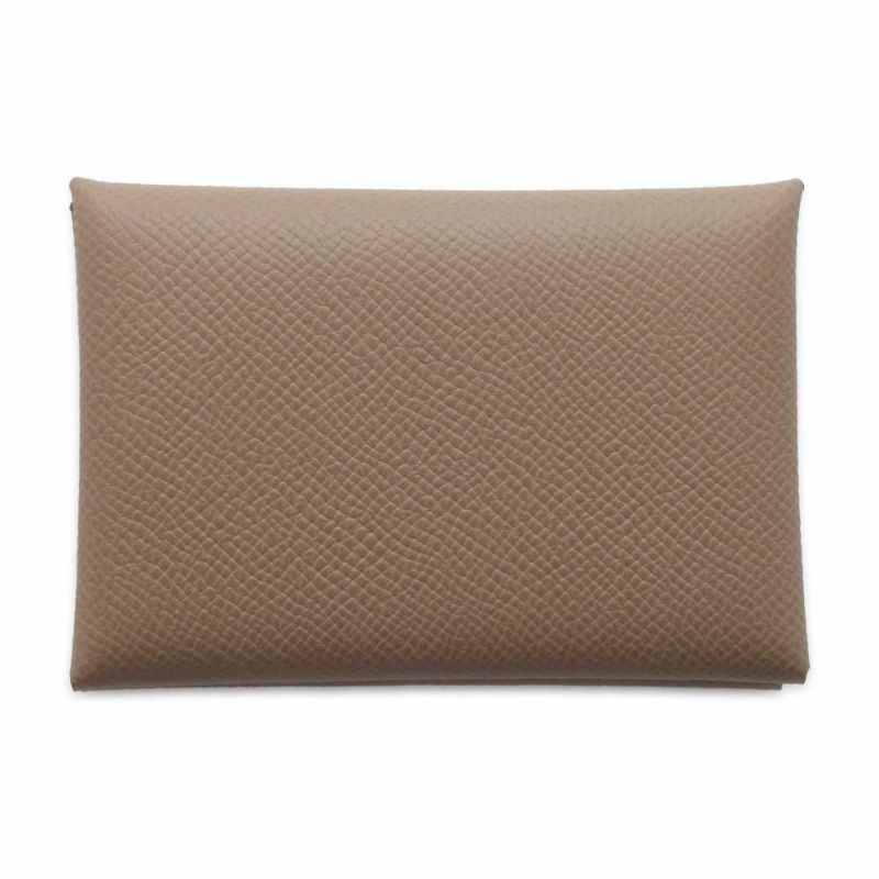 エルメス コインケース カルヴィ デュオ エトゥープ/シルバー金具 ヴォーエプソン B刻印 財布