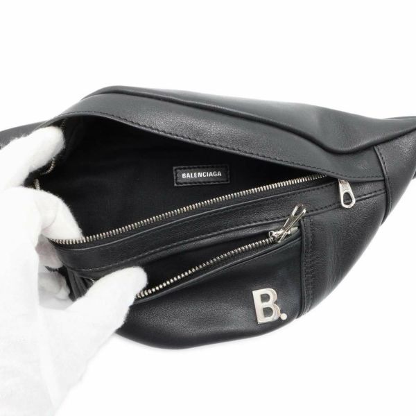 バレンシアガ ボディバッグ Bロゴ レザー 580028 BALENCIAGA ウエストバッグ ベルトバッグ 黒