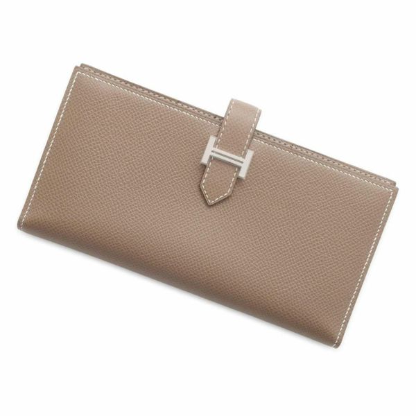 エルメス 長財布 ベアンスフレ エトゥープ/シルバー金具 ヴォーエプソン A刻印 HERMES 財布