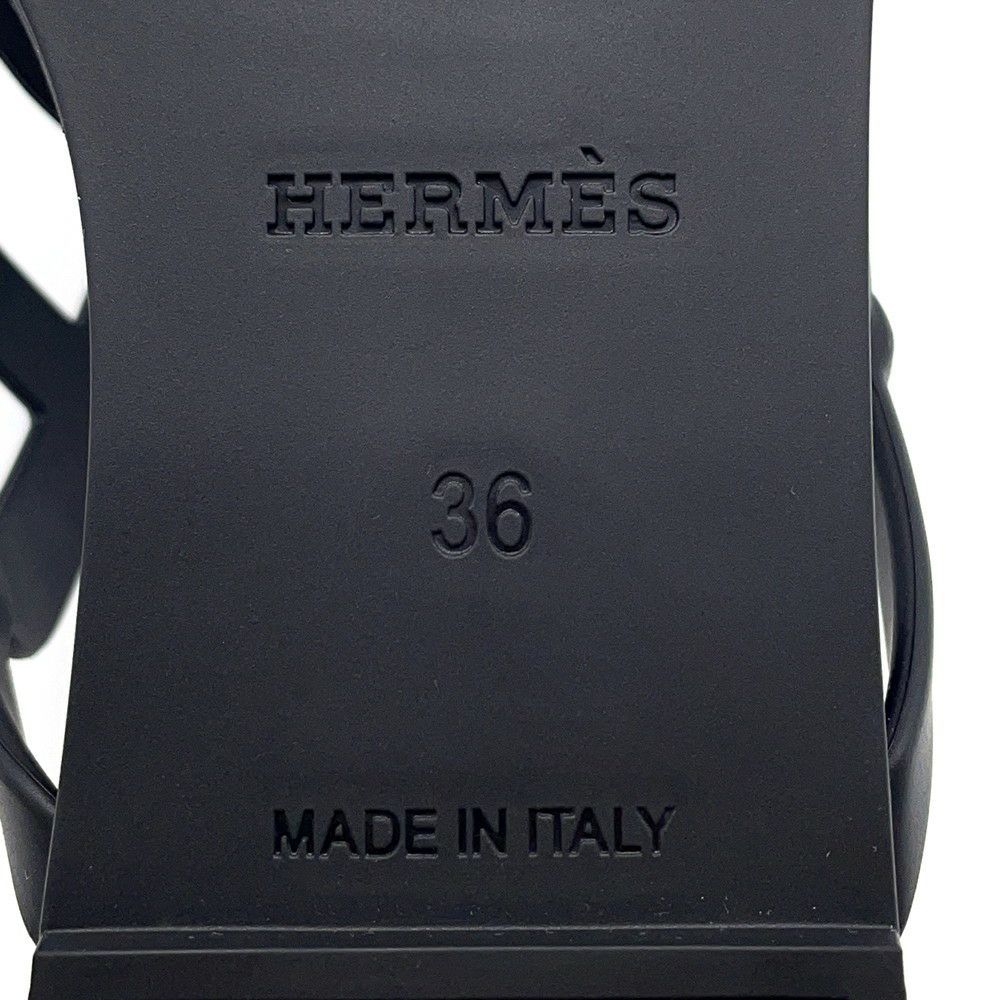 エルメス サンダル エジェリ シェーヌダンクル ラバー レディースサイズ36 HERMES 靴 黒