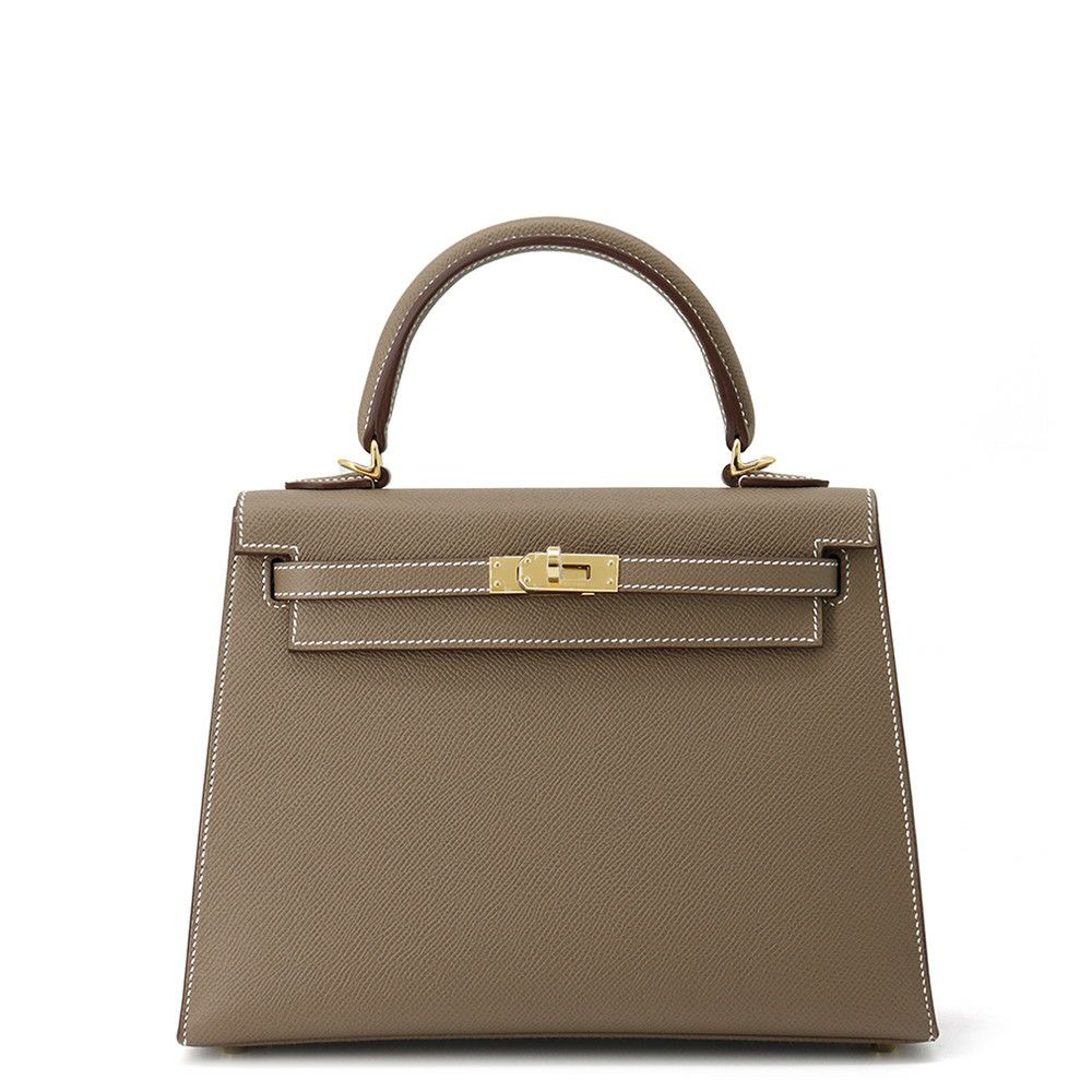 エルメス ハンドバッグ ケリー25 外縫い エトゥープ/ゴールド金具 エプソン K刻印 2wayショルダー