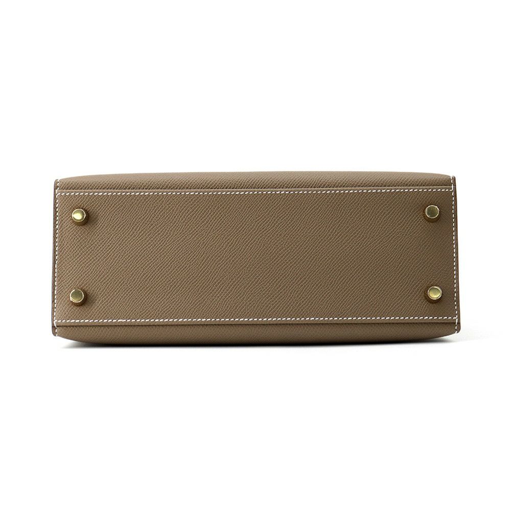 エルメス ハンドバッグ ケリー25 外縫い エトゥープ/ゴールド金具 エプソン K刻印 2wayショルダー