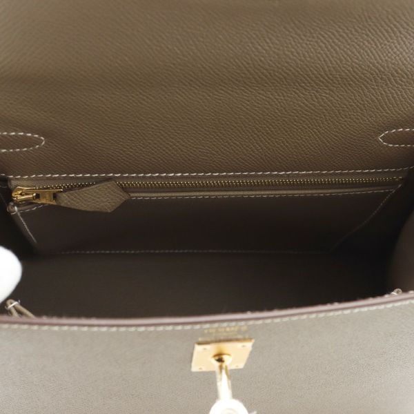 エルメス ハンドバッグ ケリー25 外縫い エトゥープ/ゴールド金具 エプソン K刻印 2wayショルダー
