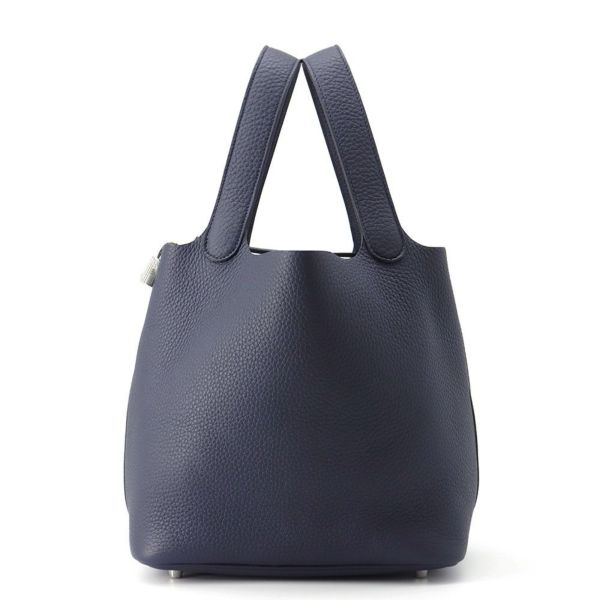 エルメス ハンドバッグ ピコタンロックMM ブルーニュイ/シルバー金具 トリヨンクレマンス Z刻印