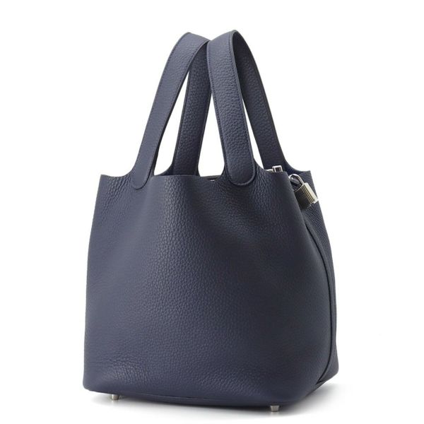 エルメス ハンドバッグ ピコタンロックMM ブルーニュイ/シルバー金具 トリヨンクレマンス Z刻印