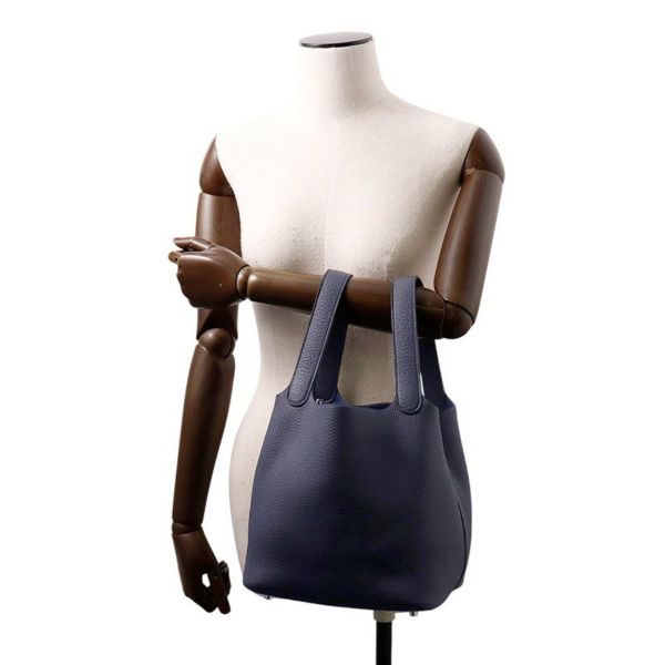 エルメス ハンドバッグ ピコタンロックMM ブルーニュイ/シルバー金具 トリヨンクレマンス Z刻印