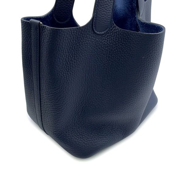 エルメス ハンドバッグ ピコタンロックMM ブルーニュイ/シルバー金具 トリヨンクレマンス Z刻印