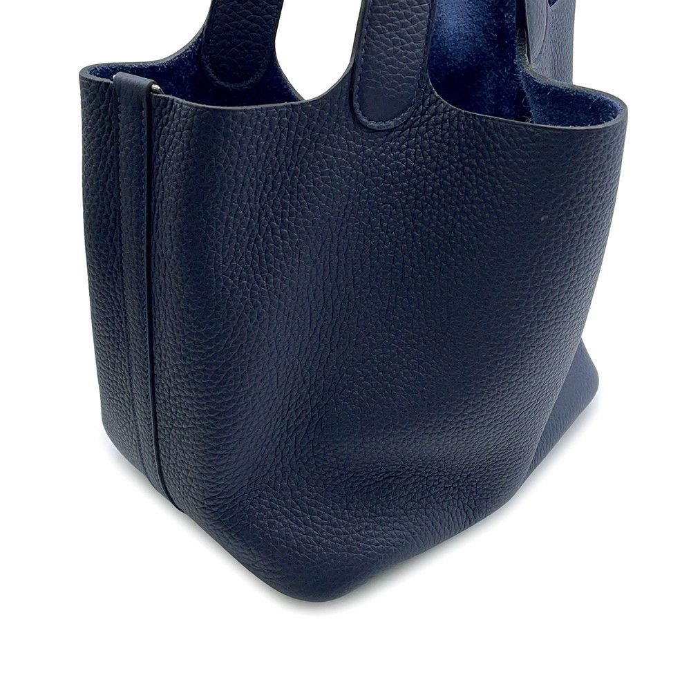 エルメス ハンドバッグ ピコタンロックMM ブルーニュイ/シルバー金具 トリヨンクレマンス Z刻印