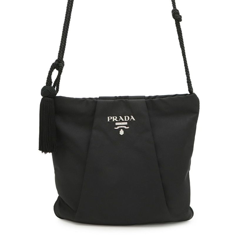 プラダ ショルダーバッグ タッセル ナイロン PRADA ポシェット 黒