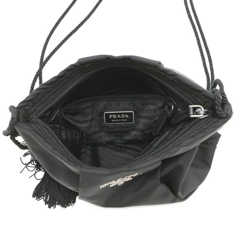 プラダ ショルダーバッグ タッセル ナイロン PRADA ポシェット 黒