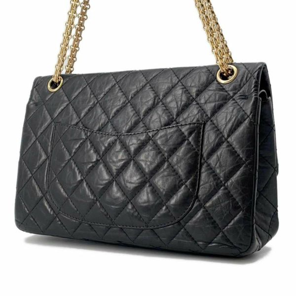 シャネル チェーンショルダーバッグ 2.55 マトラッセ エイジドカーフレザー A37587 CHANEL 黒