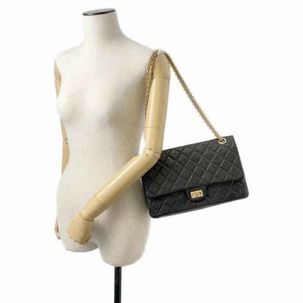 シャネル チェーンショルダーバッグ 2.55 マトラッセ エイジドカーフレザー A37587 CHANEL 黒