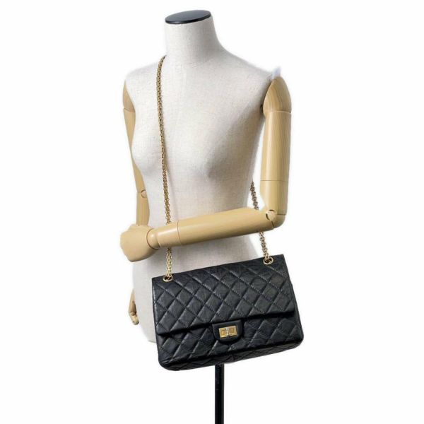 シャネル チェーンショルダーバッグ 2.55 マトラッセ エイジドカーフレザー A37587 CHANEL 黒