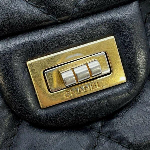 シャネル チェーンショルダーバッグ 2.55 マトラッセ エイジドカーフレザー A37587 CHANEL 黒