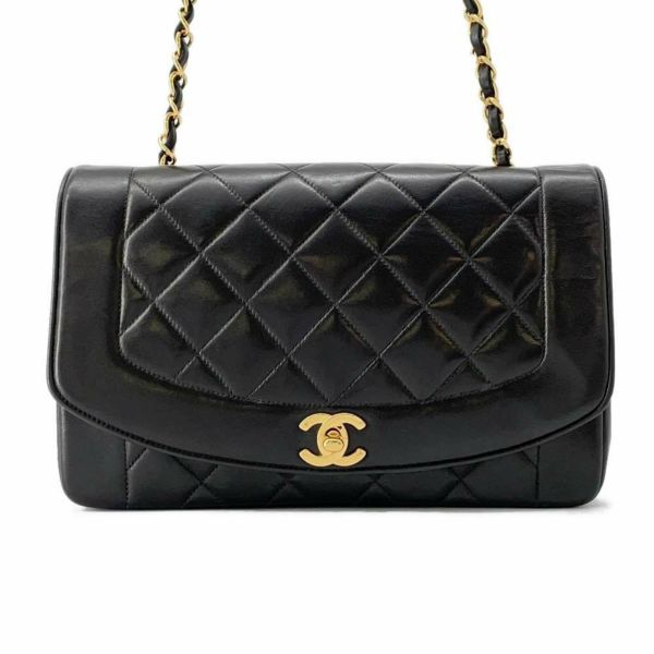 シャネル チェーンショルダーバッグ マトラッセ25 ダイアナ ココマーク ラムスキン A01165 CHANEL 黒