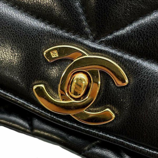 シャネル チェーンショルダーバッグ マトラッセ25 ダイアナ ココマーク ラムスキン A01165 CHANEL 黒