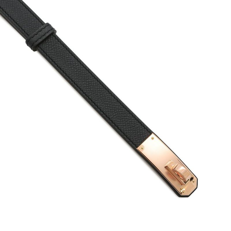 エルメス ケリーベルト ブラック/ピンクゴールド金具 エプソン W刻印 HERMES 黒