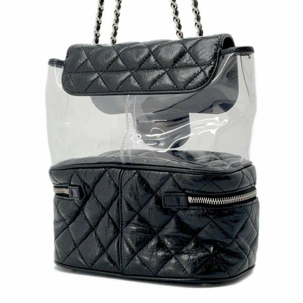 シャネル チェーンショルダーバッグ マトラッセ ココマーク クリア レザー ビニール CHANEL 黒