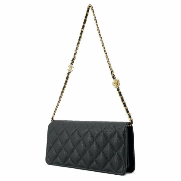 シャネル チェーンショルダーバッグ カメリアココ キャビアスキン AP3581 CHANEL バッグ 黒