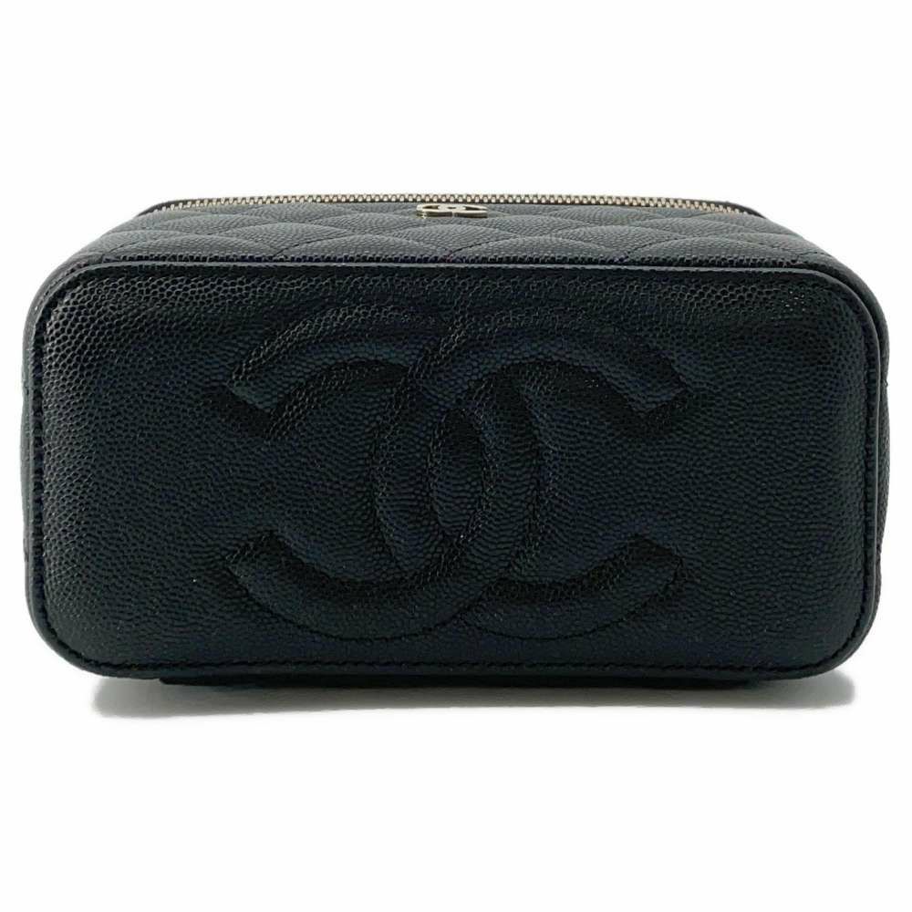 シャネル チェーンショルダーバッグ バニティケース ココマーク マトラッセ キャビアスキン AP1341 黒