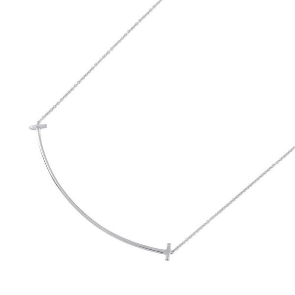 ティファニー ネックレス Tスマイル ペンダント ラージ ダイヤモンド 計0.19ct K18WGホワイトゴールド 60011655