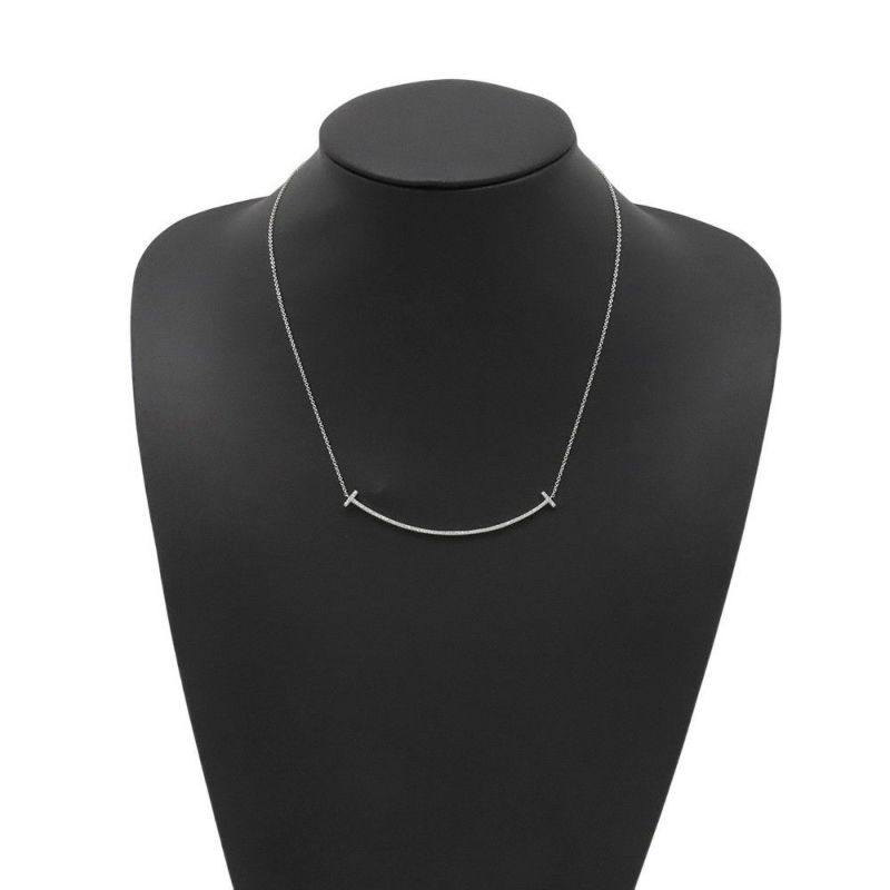 ティファニー ネックレス Tスマイル ペンダント ラージ ダイヤモンド 計0.19ct K18WGホワイトゴールド 60011655