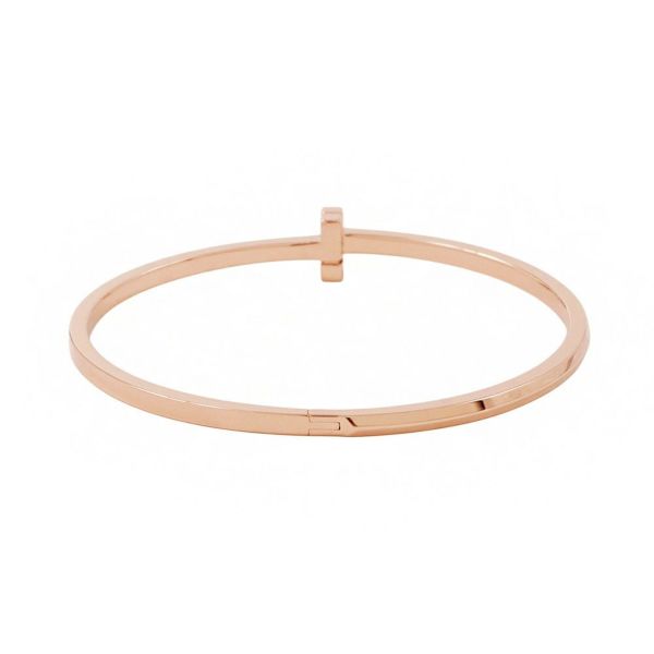 ティファニー ブレスレット Tワン ナロー ヒンジ バングル K18PGピンクゴールド 69334865