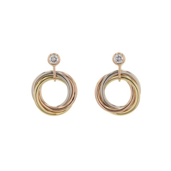 カルティエ ピアス トリニティ ピアス K18WG/K18YG/K18PG ダイヤ計約0.08ct B8043200 Cartier