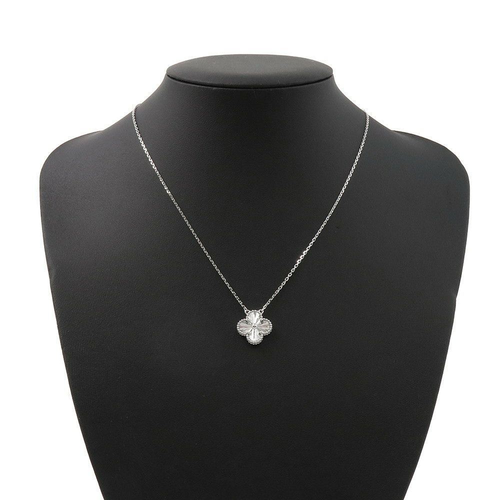 ヴァンクリーフ&アーペル ネックレス ヴィンテージ アルハンブラ ペンダント ギヨシェ K18WGホワイトゴールド VCARP9XG00