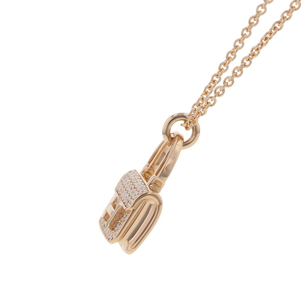 エルメス ネックレス アミュレット コンスタンス ペンダント ダイヤ 43P 計0.44ct K18PGピンクゴールド HERMES Amulettes Constance