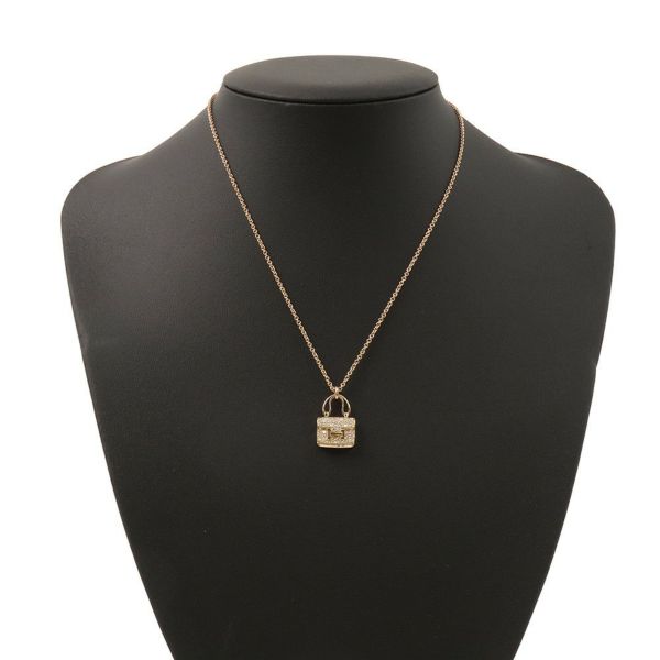 エルメス ネックレス アミュレット コンスタンス ペンダント ダイヤ 43P 計0.44ct K18PGピンクゴールド HERMES Amulettes Constance