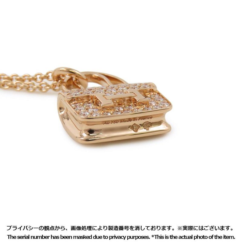 エルメス ネックレス アミュレット コンスタンス ペンダント ダイヤ 43P 計0.44ct K18PGピンクゴールド HERMES Amulettes Constance