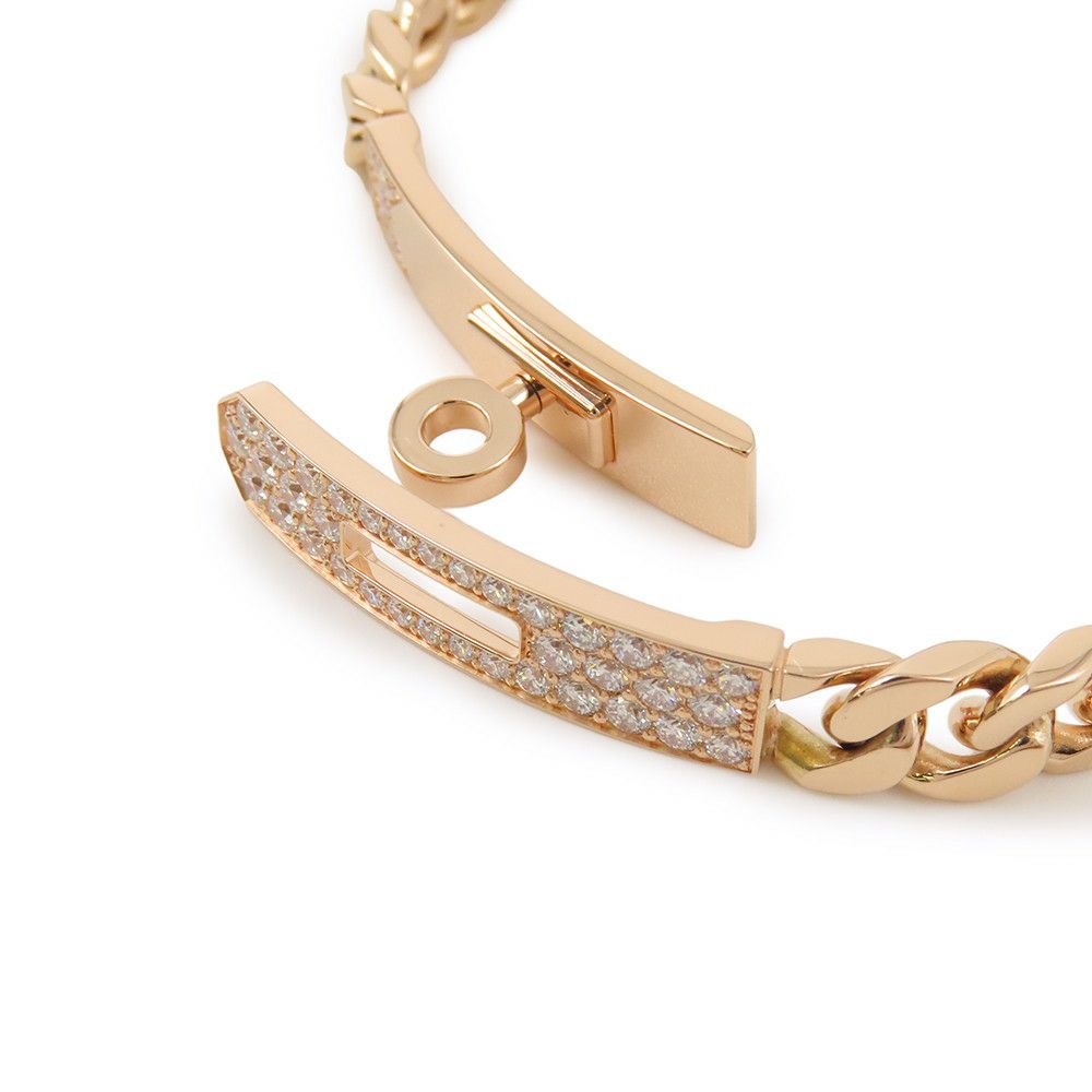 エルメス ブレスレット ケリーグルメット ダイヤモンド 41P 計0.90ct サイズSH K18PGピンクゴールド HERMES Kelly Gourmette
