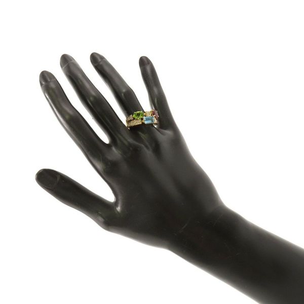 ブルガリ リング アレグラ ダイヤモンド ブルートパーズ トルマリン ペリドット K18YGイエローゴールド サイズ約12号 指輪