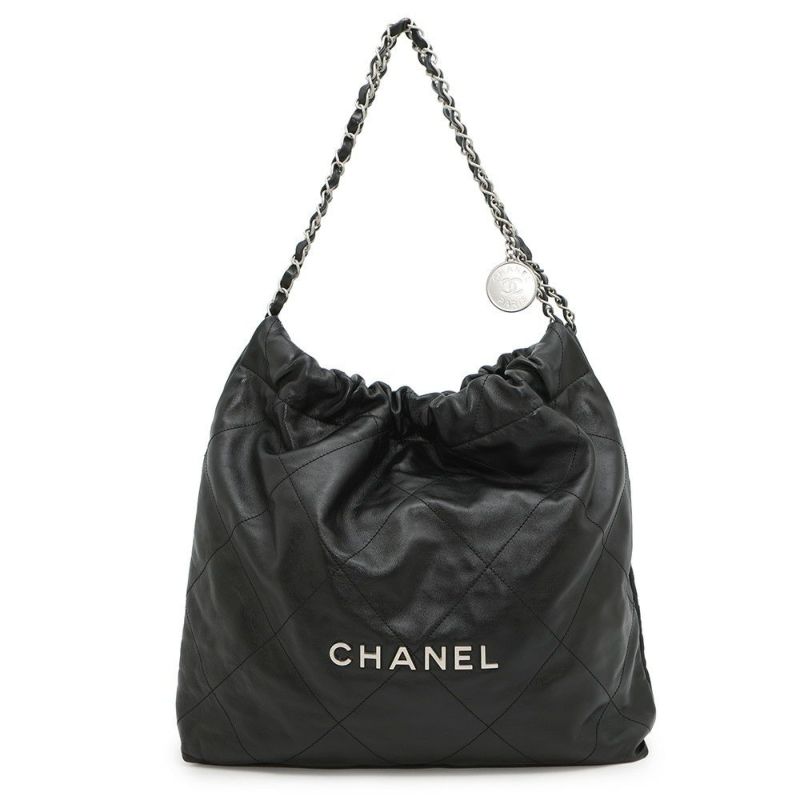 シャネル チェーンショルダーバッグ CHANEL22 スモール シャイニーカーフスキン AS3260 CHANEL ポーチ付き 黒
