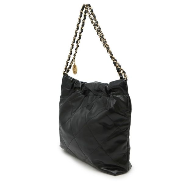 シャネル チェーンショルダーバッグ CHANEL22 スモール シャイニーカーフスキン AS3260 CHANEL ポーチ付き 黒