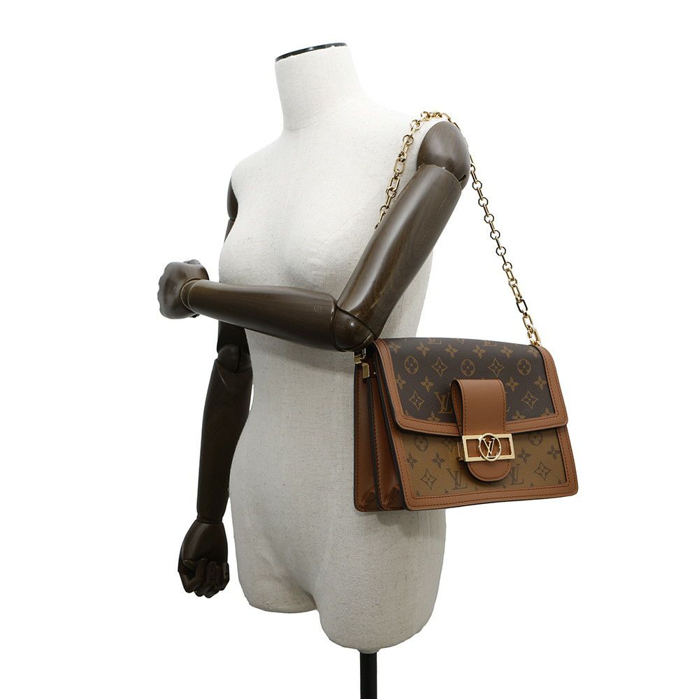 ルイヴィトン ショルダーバッグ モノグラム・リバース ドーフィーヌMM M45958 LOUIS VUITTON 2way 黒 ブラック